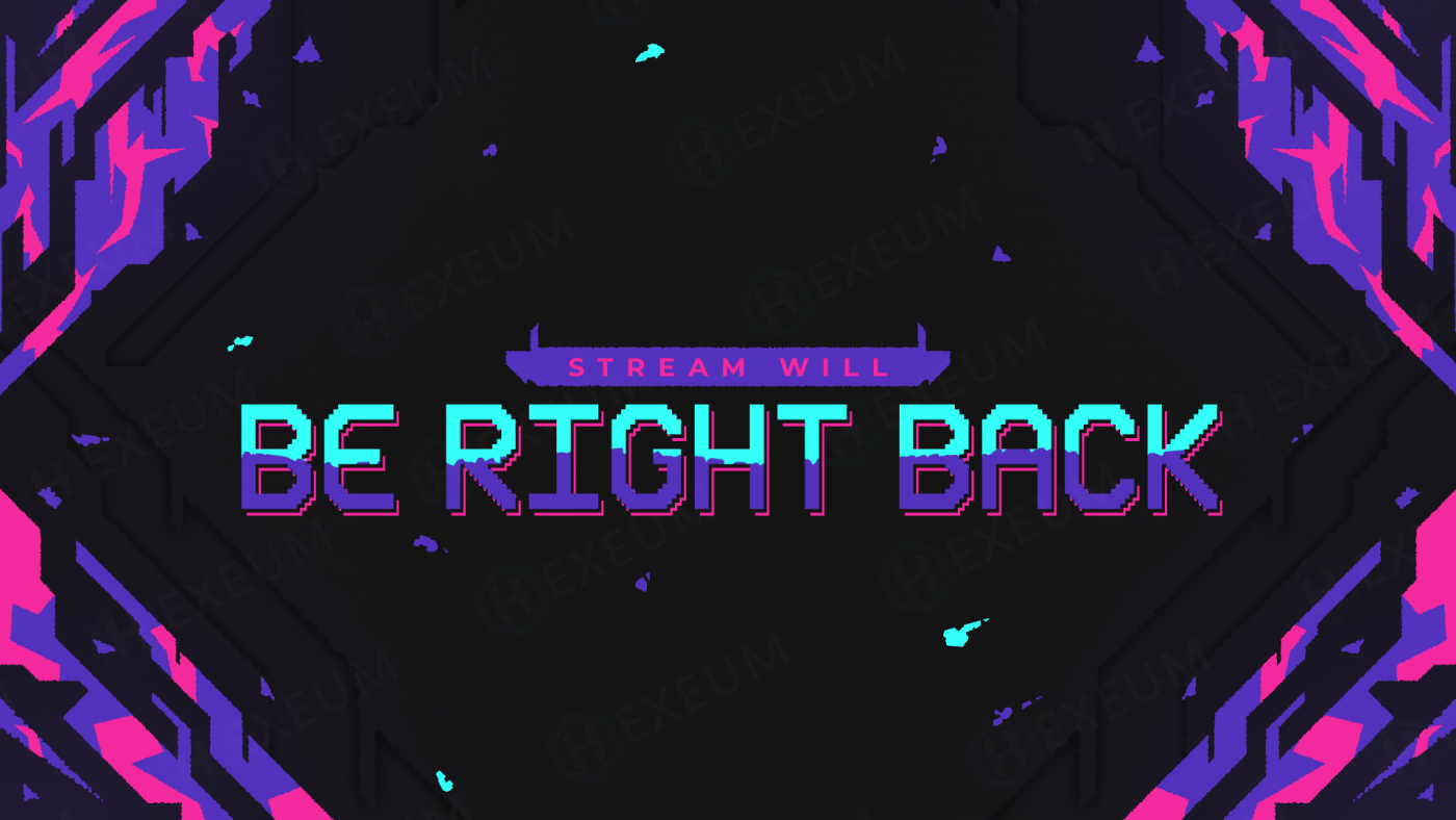 retro pixel twitch brb screen