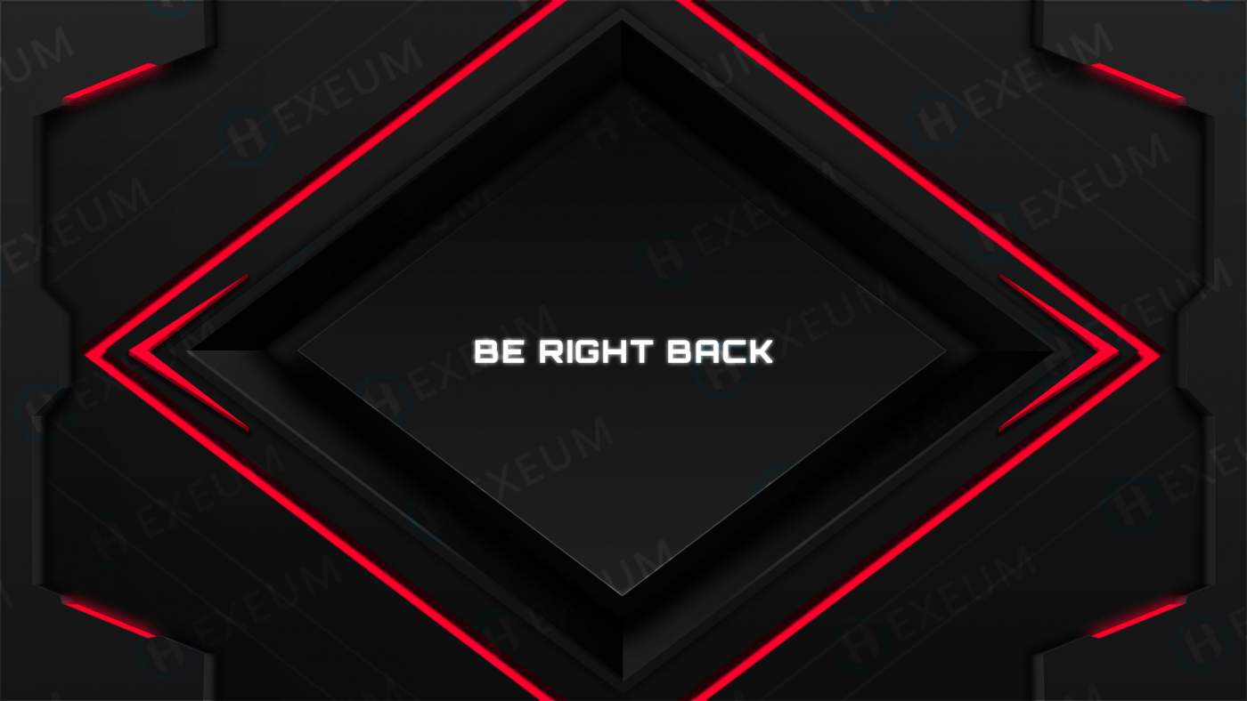 red and black twitch brb screen