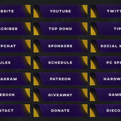 free purple & yellow twitch panels