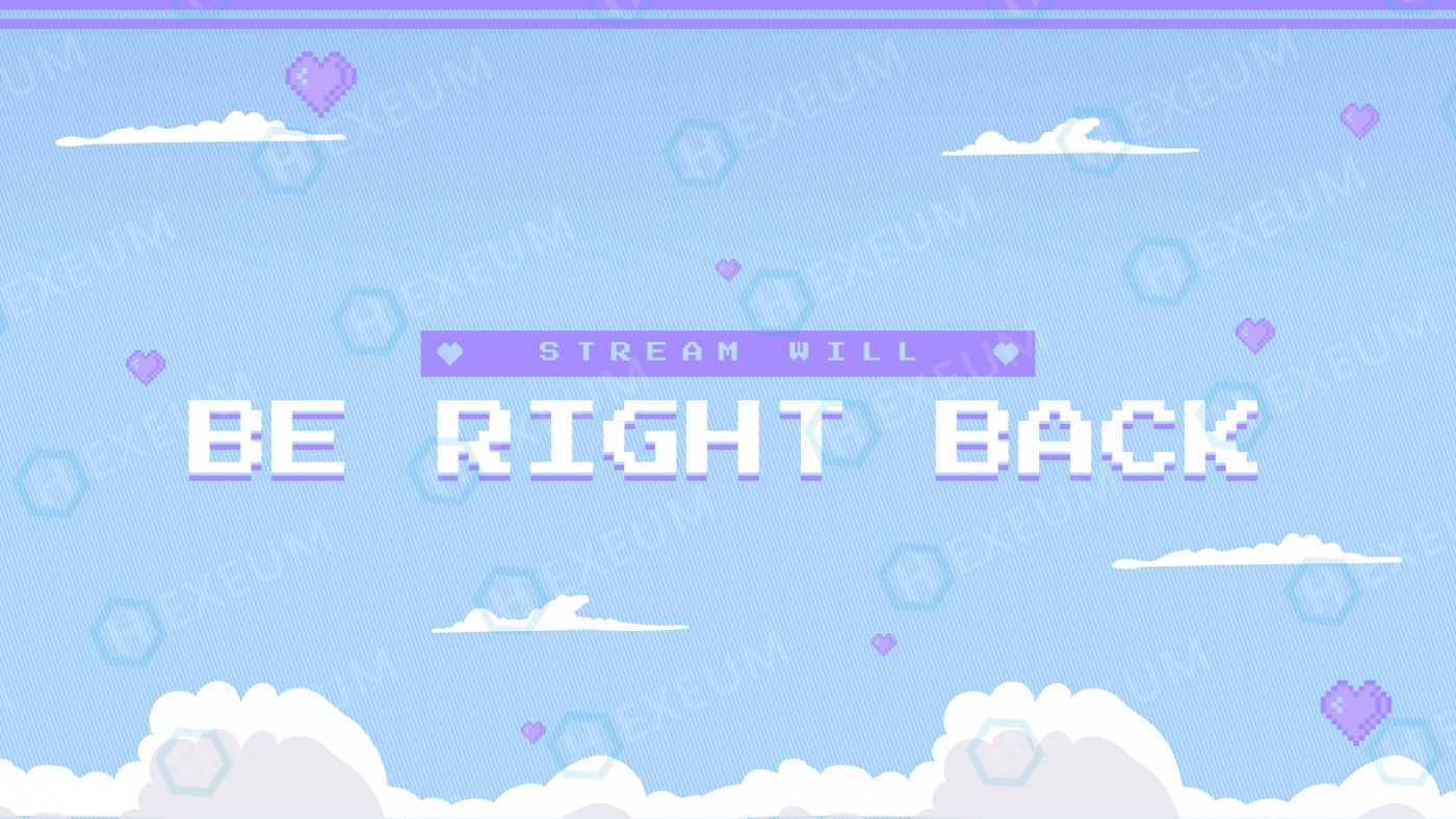 cute pixel twitch brb screen
