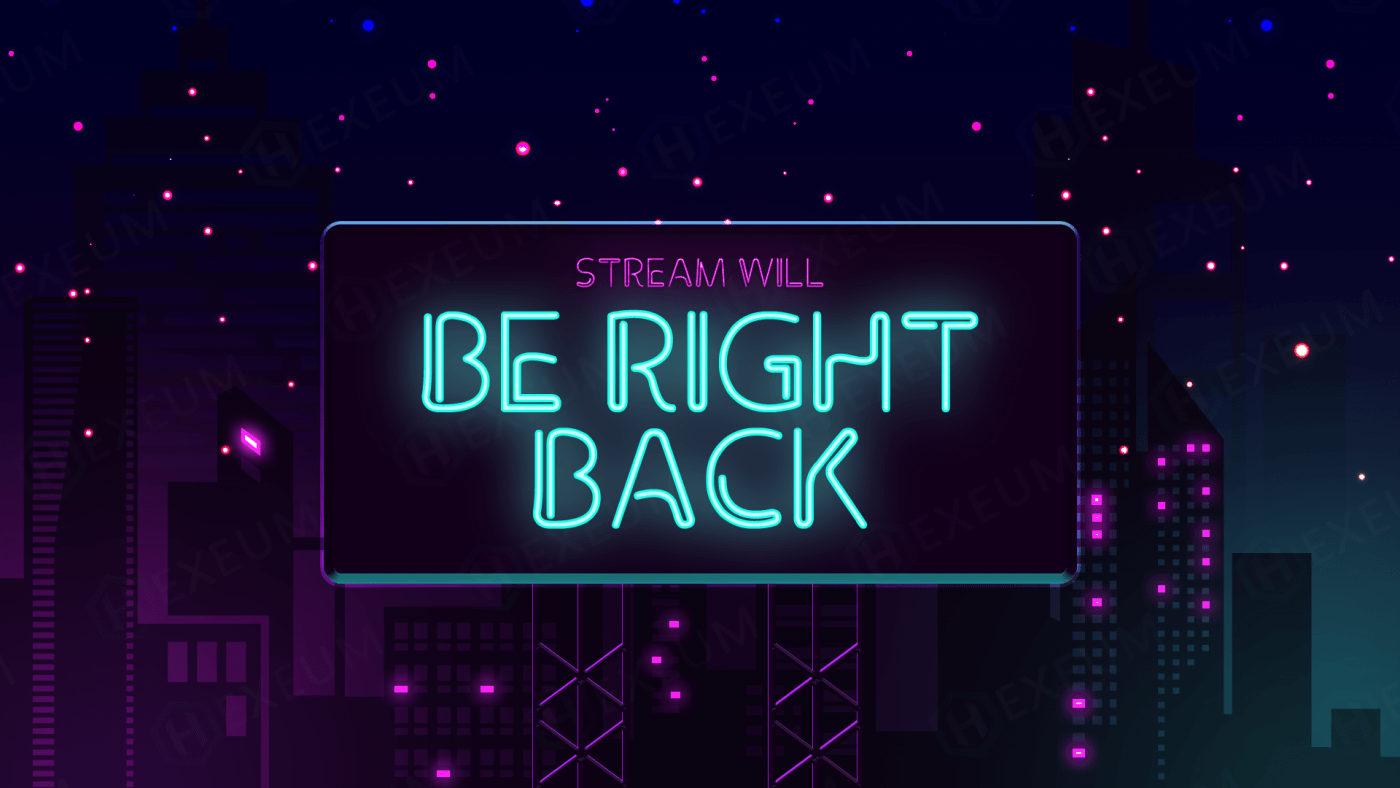 neon twitch brb screen