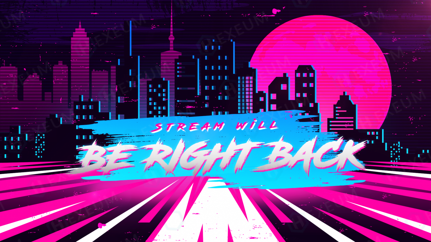 synthwave twitch brb screen