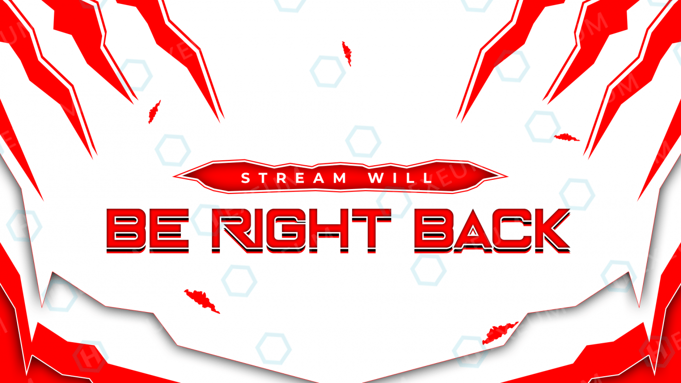red and white twitch brb screen