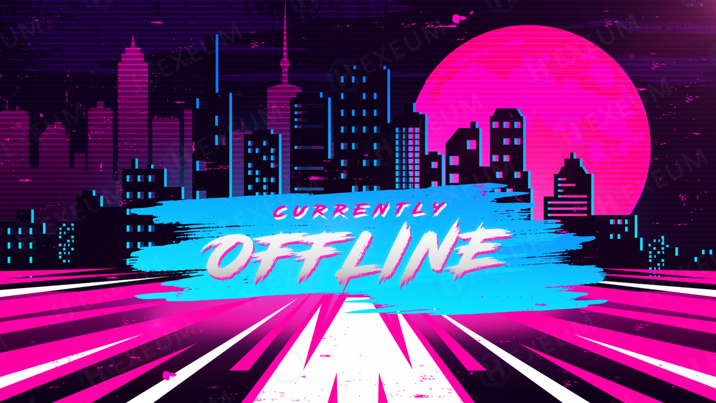 synthwave twitch offline banner