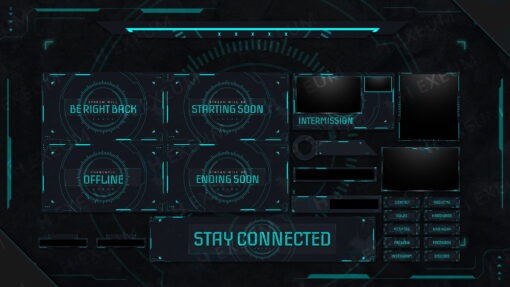 futuristic twitch overlay package stream layout