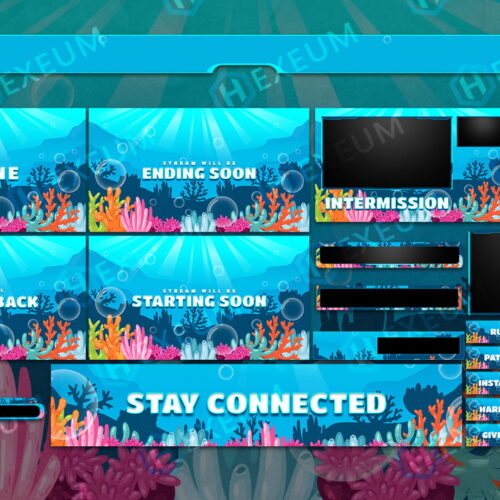 ocean twitch overlay package aquatic sea