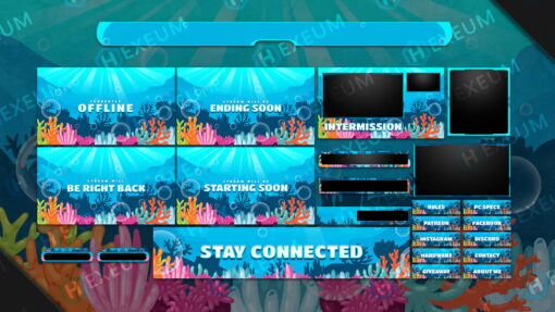 ocean twitch overlay package aquatic sea