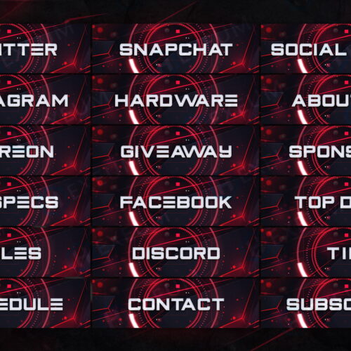 futuristic red twitch panels