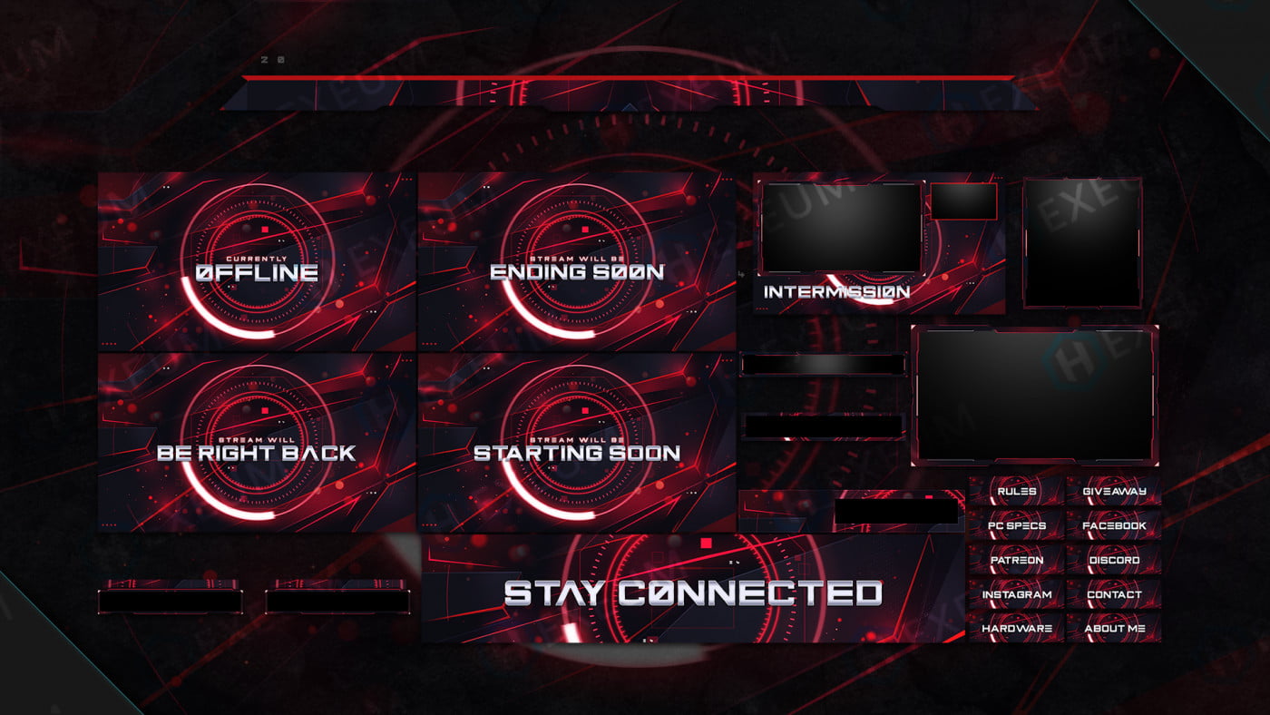 futuristic red twitch overlay