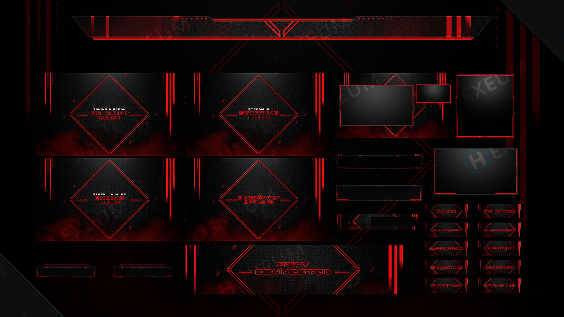 Apex Legends Themed Red Twitch Overlay Animated Package Hexeum