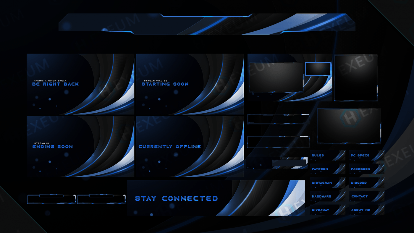 blue and white twitch overlay