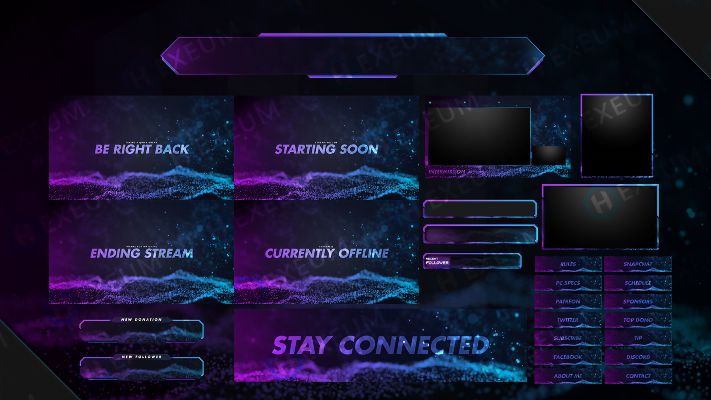 purple and blue twitch overlay