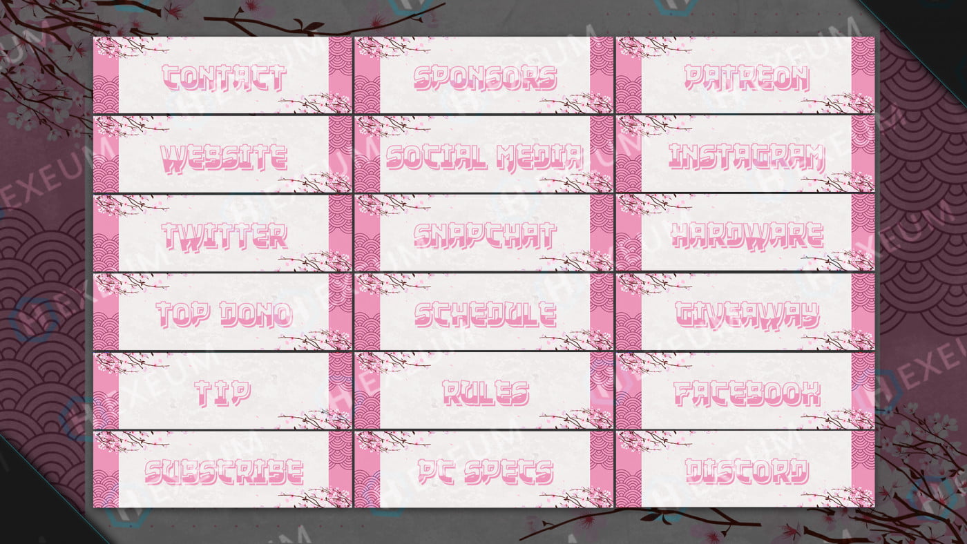 japanese cherry blossom twitch panels