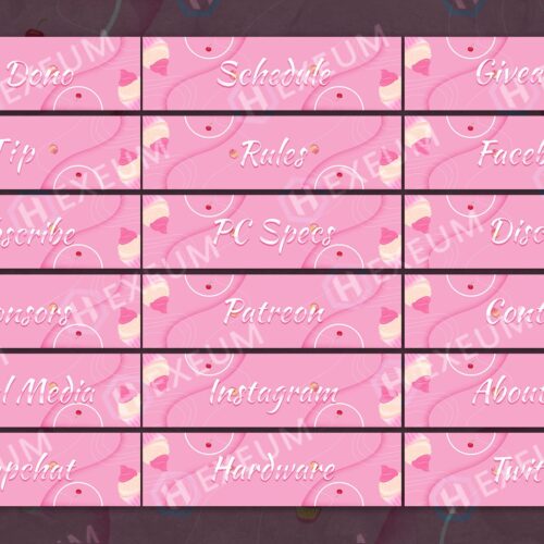 free cute pink Twitch Panels