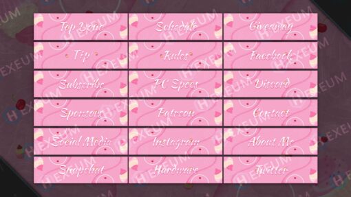 free cute pink Twitch Panels