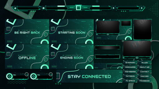 green twitch overlay package stream layout