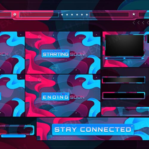 Red and Blue Animated Stream Overlay