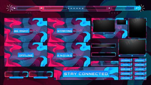 Red and Blue Animated Stream Overlay