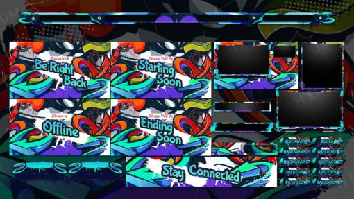 Graffiti Twitch Overlay package stream layout