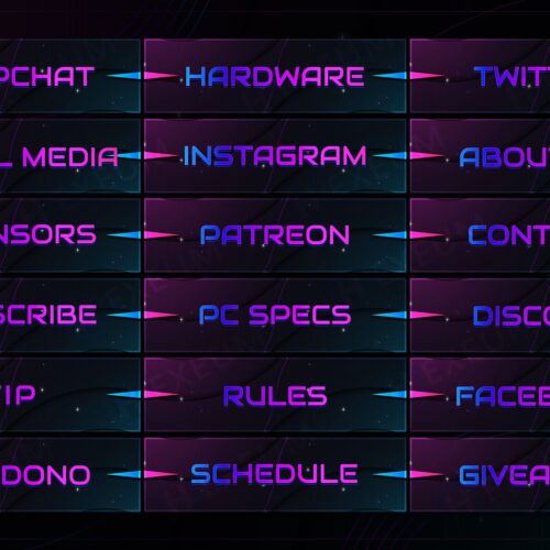Neon Twitch Panels