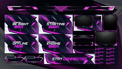 Pink and White Animated Stream Overlay