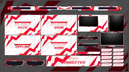 Red and White Animated Stream Overlay
