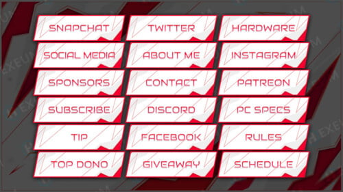 Red and White Twitch Panels