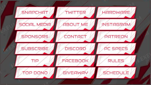Red and White Twitch Panels