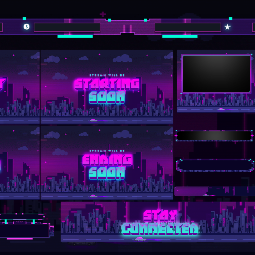 Pixel City Animated Twitch Overlay