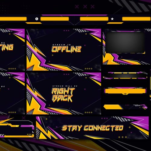 Purple and Yellow Animated Twitch Pack