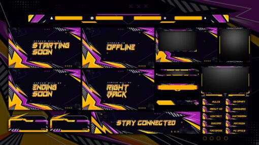 Purple and Yellow Animated Twitch Pack
