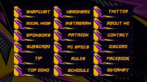 Purple and Yellow Twitch Panels