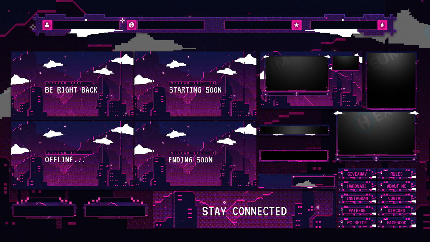 8 bit city scape overlay
