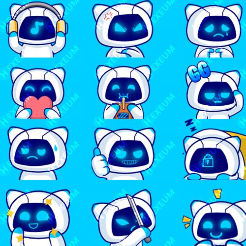 Cute Robot Twitch Emotes