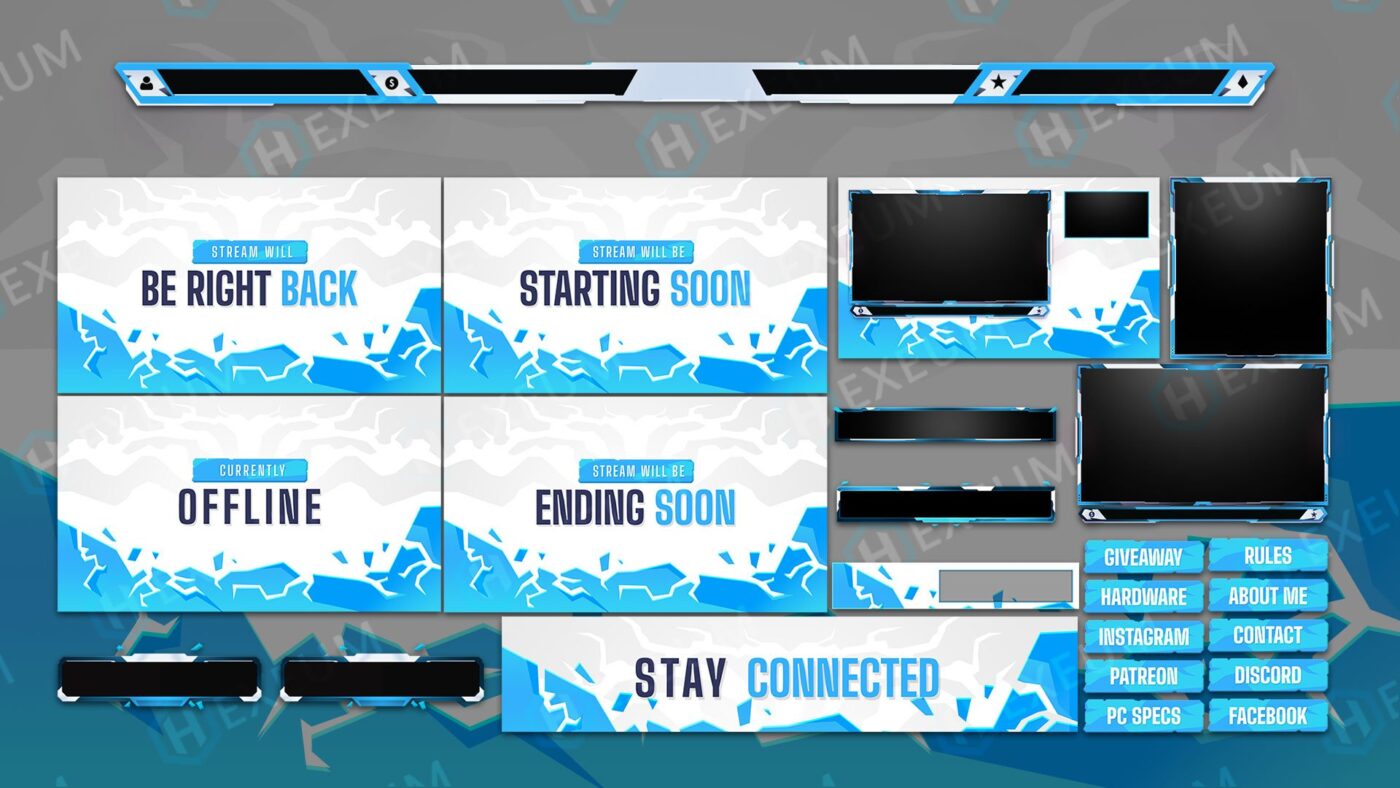 white and blue twitch overlay previews