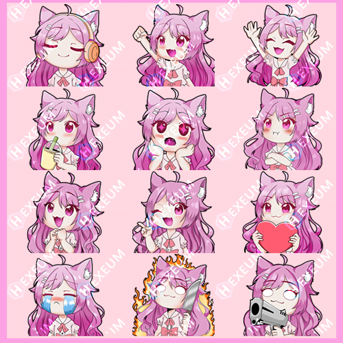 Chibi Girl Pink Emotes