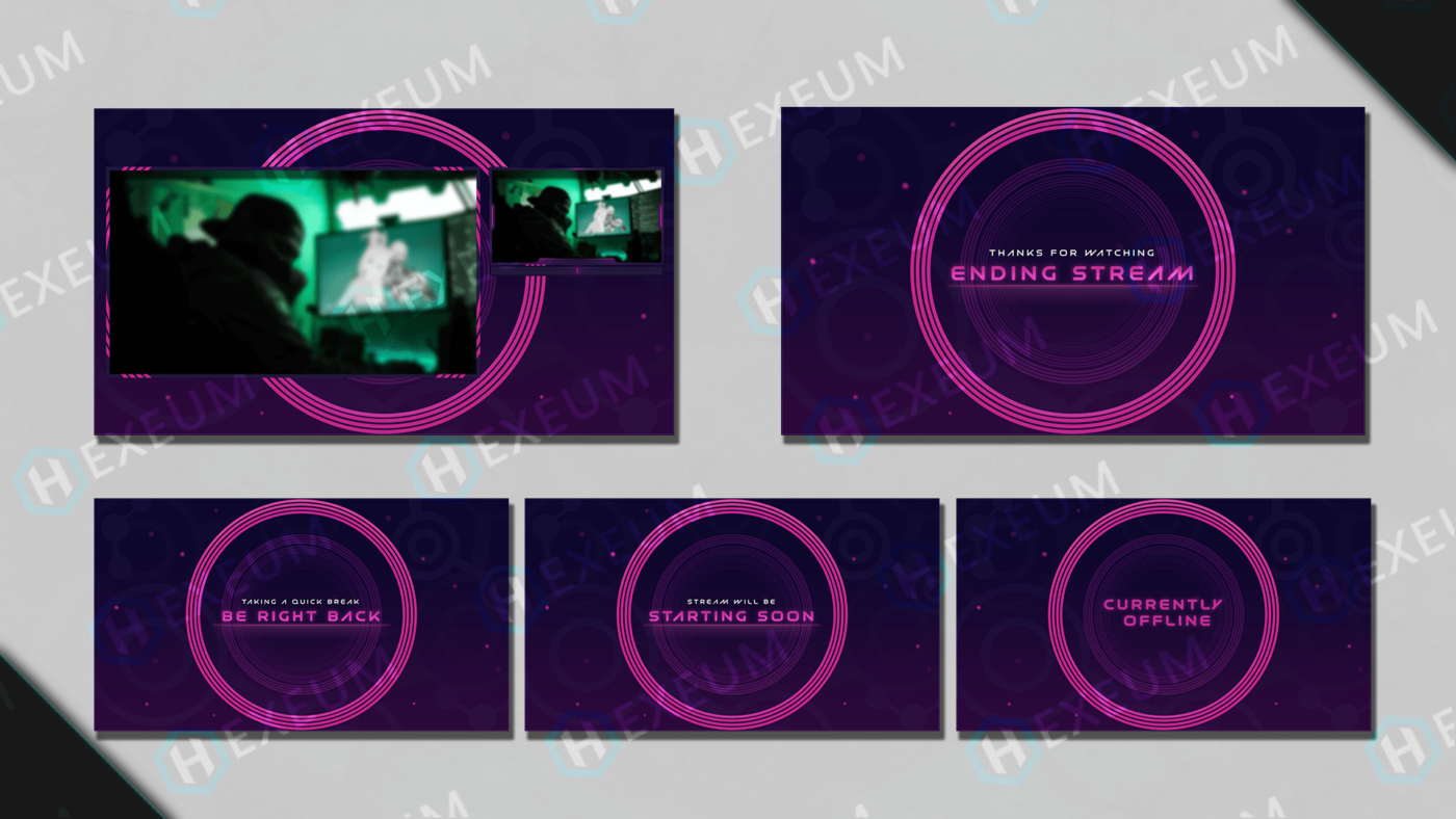 purple minimalist twitch overlays preview