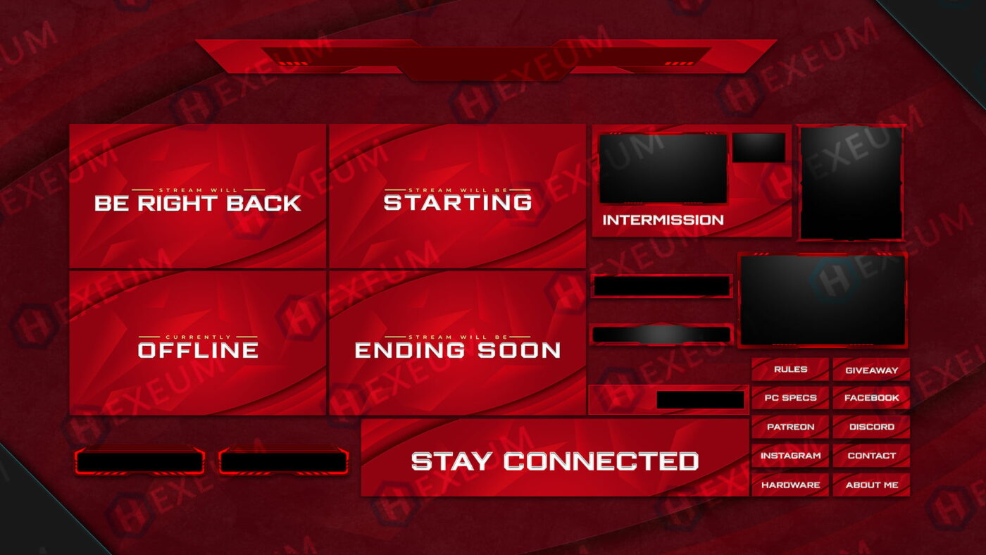 red minimal twitch overlays preview