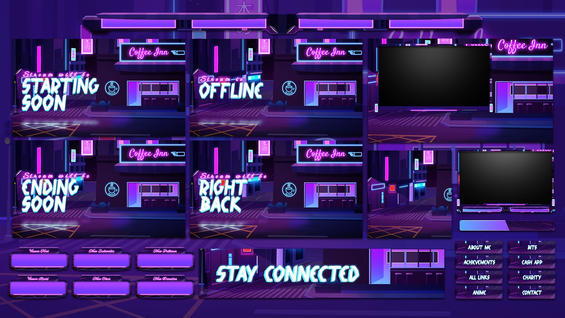 ANIMATED Twitch Overlay Stream Package: Lo-fi Vibe Aesthetic 