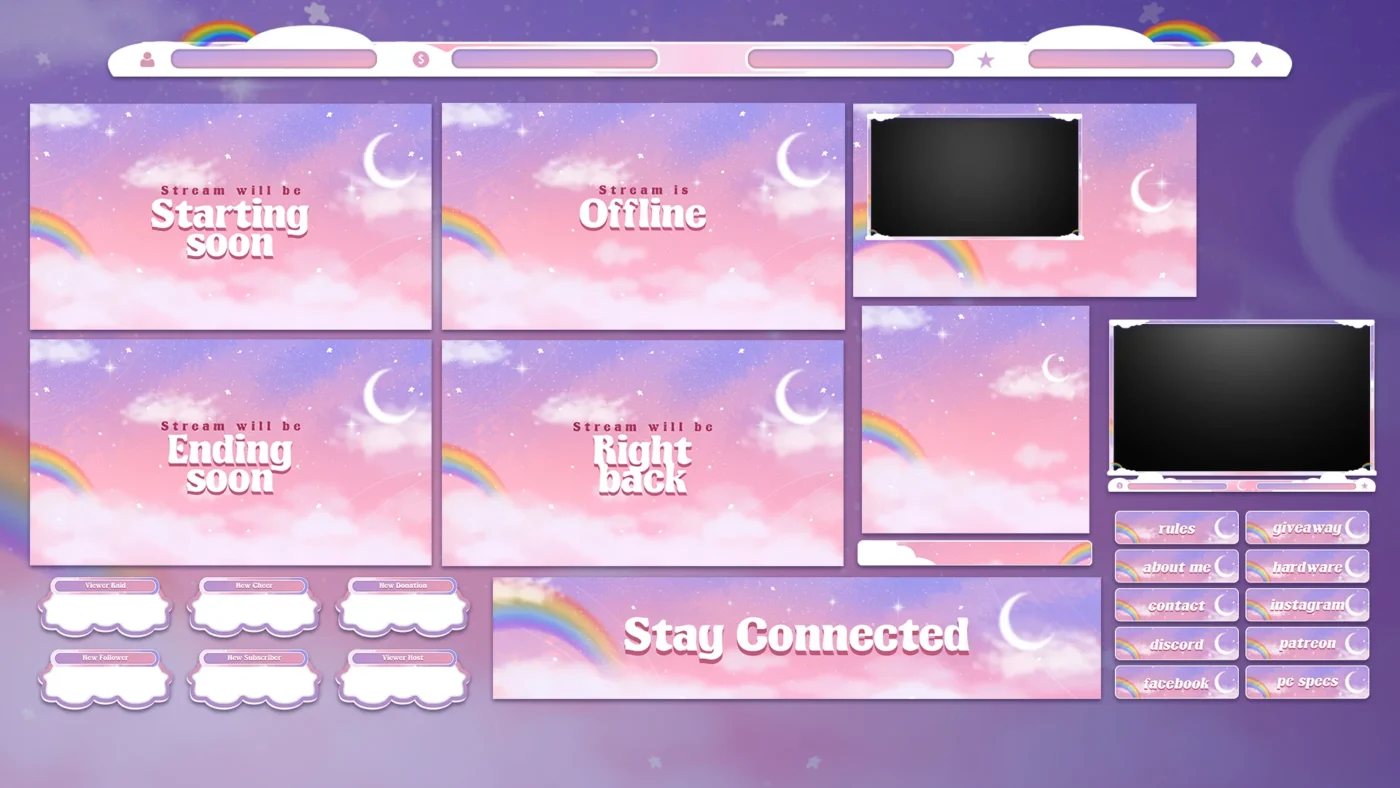 pink vtuber stream overlays