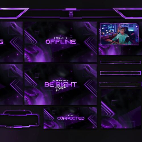 Purple Animated twitch Overlay