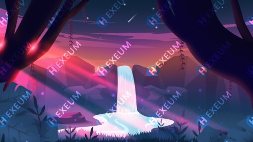 Fantasy Waterfall Stream Background