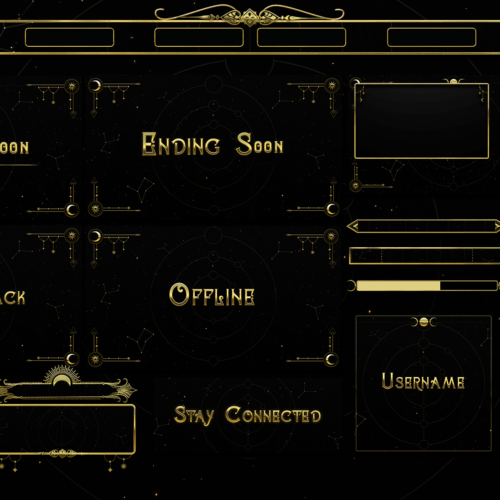 gold celestial twitch overlay stream layout