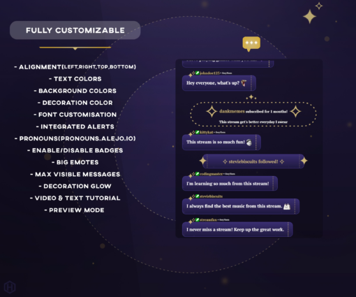 image depicting the customisation options of the chat widget