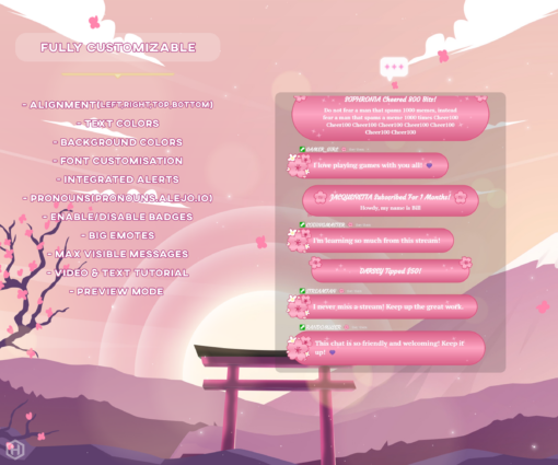 sakura chat widget customisations
